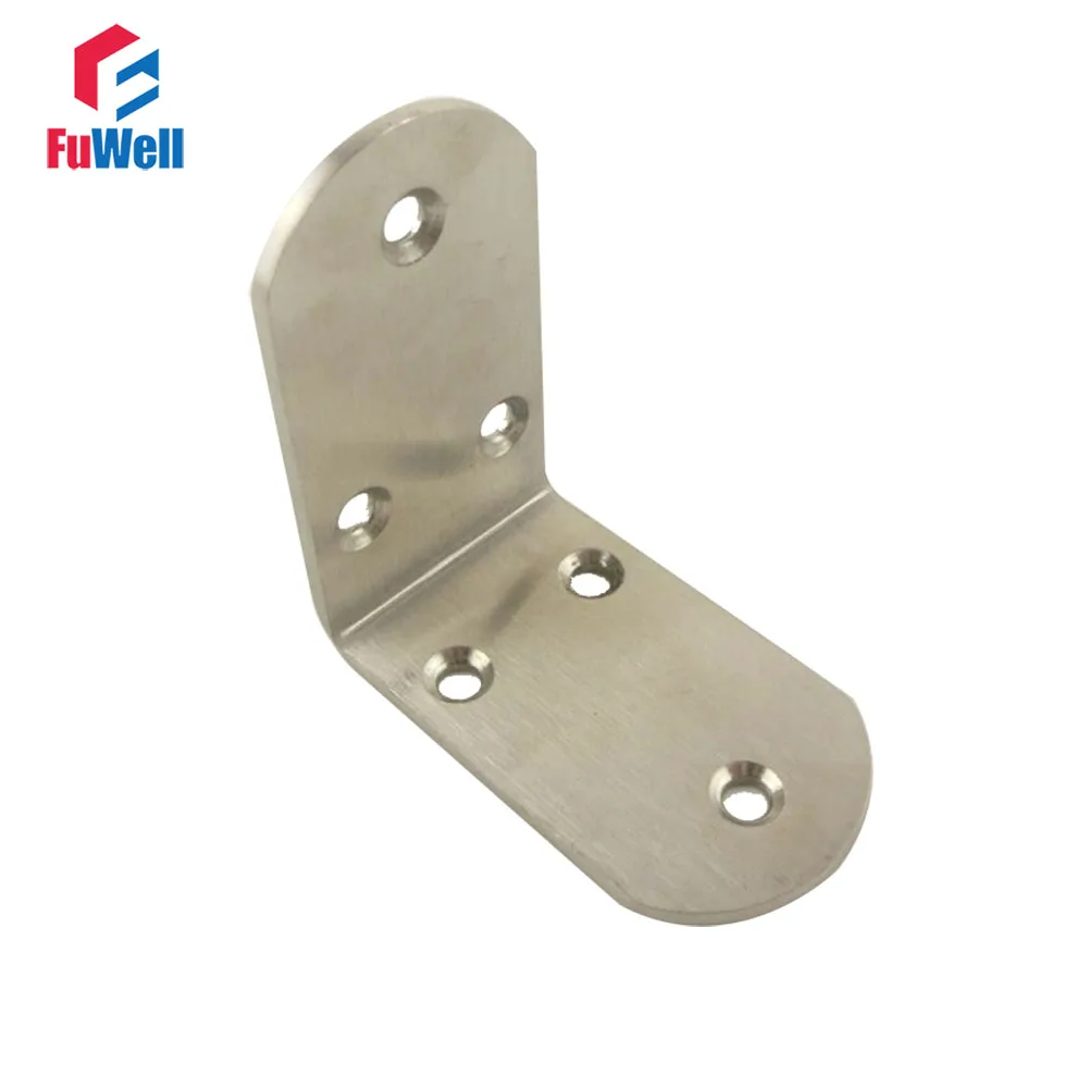 

2pcs 65mm x 38mm 90 Degree Angle Bracket Stainless Steel 3mm Thickness Mending Repair Connector Corner Angle Bracket