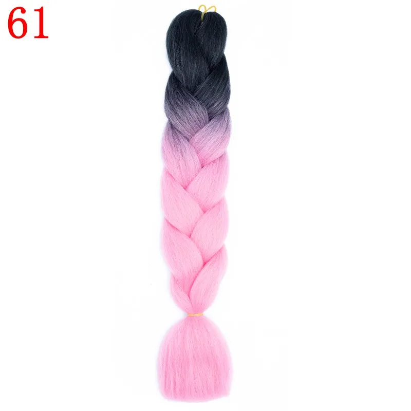 LISI HAIR Jumbo Braids Ombre long Synthetic Braiding Hair Blonde Pink Blue Grey multiple colour 100g 24 inches - Цвет: 24/613