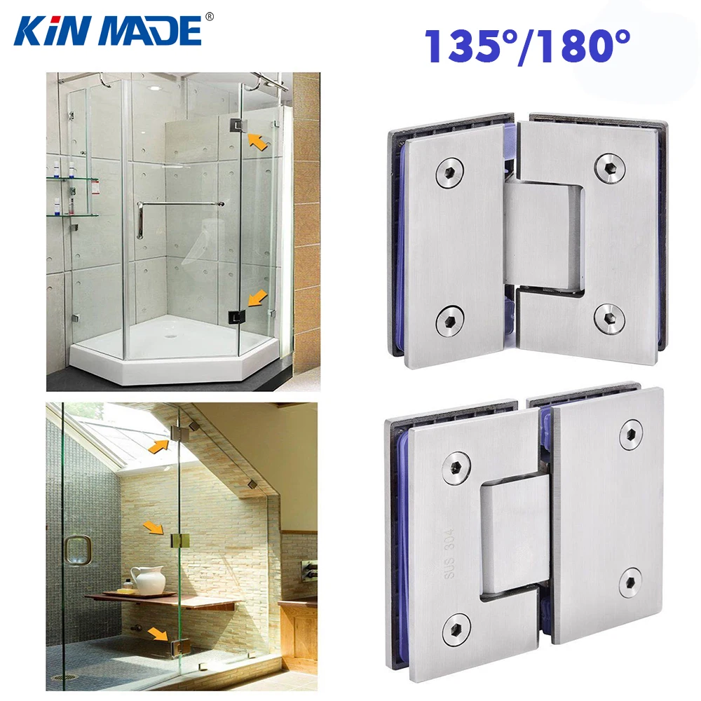 Kinmade135/180 градусов нержавеющая сталь Безрамное Стекло для стеклянной душевой