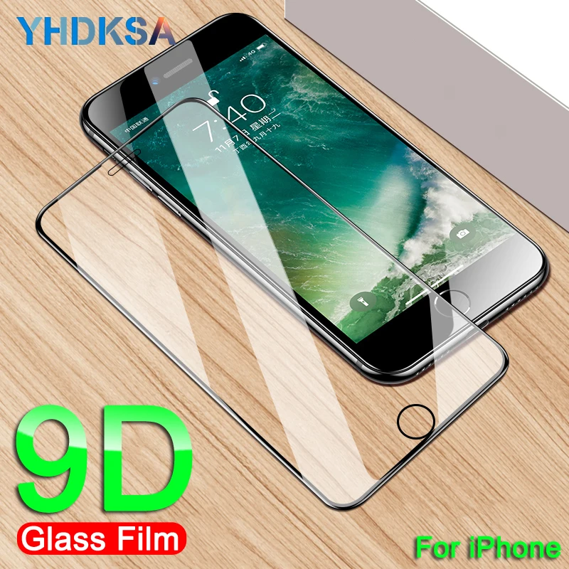 

9D Curved Protective Glass on the For iPhone 8 7 6 6s Plus Tempered Screen Protector For iPhone X XR XS Max 5 5S SE Glass Film