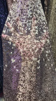 

new design embroidered mesh material with glitter French net lace fabric for sexy dress