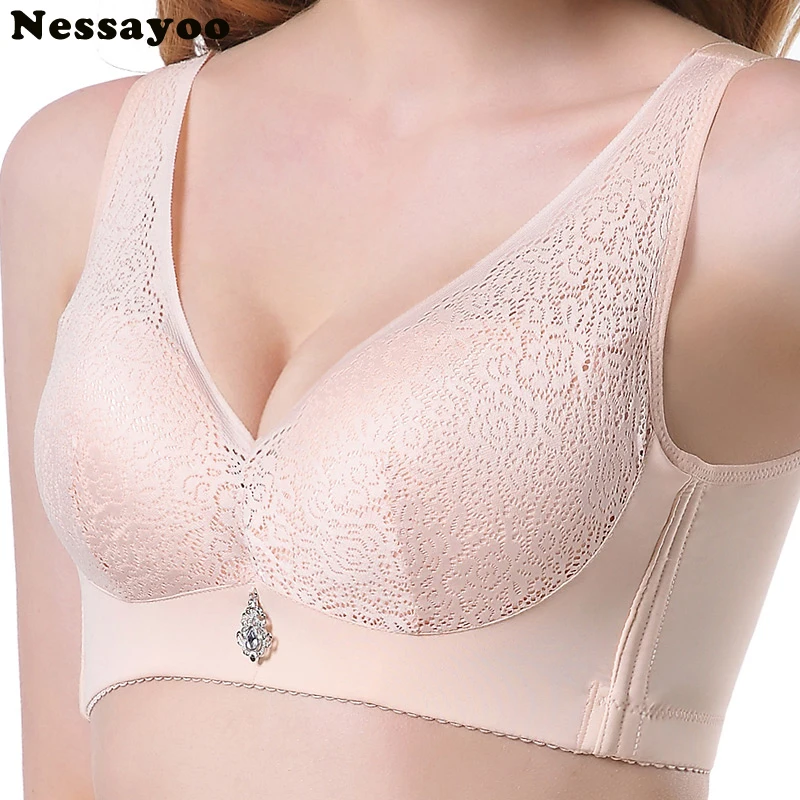 

Women No Rims Wire Free Large Size Bra Ultra-Thin Full Cup Plus Size 120C 120D 120E Push Up Bra For Women Seamless Plus Size Bra