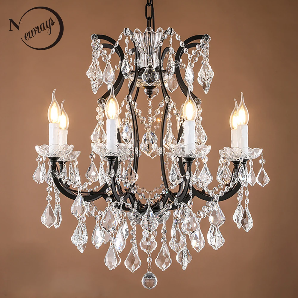 loft retro vintage big crystal chandeliers lustre modern retro ceiling lights