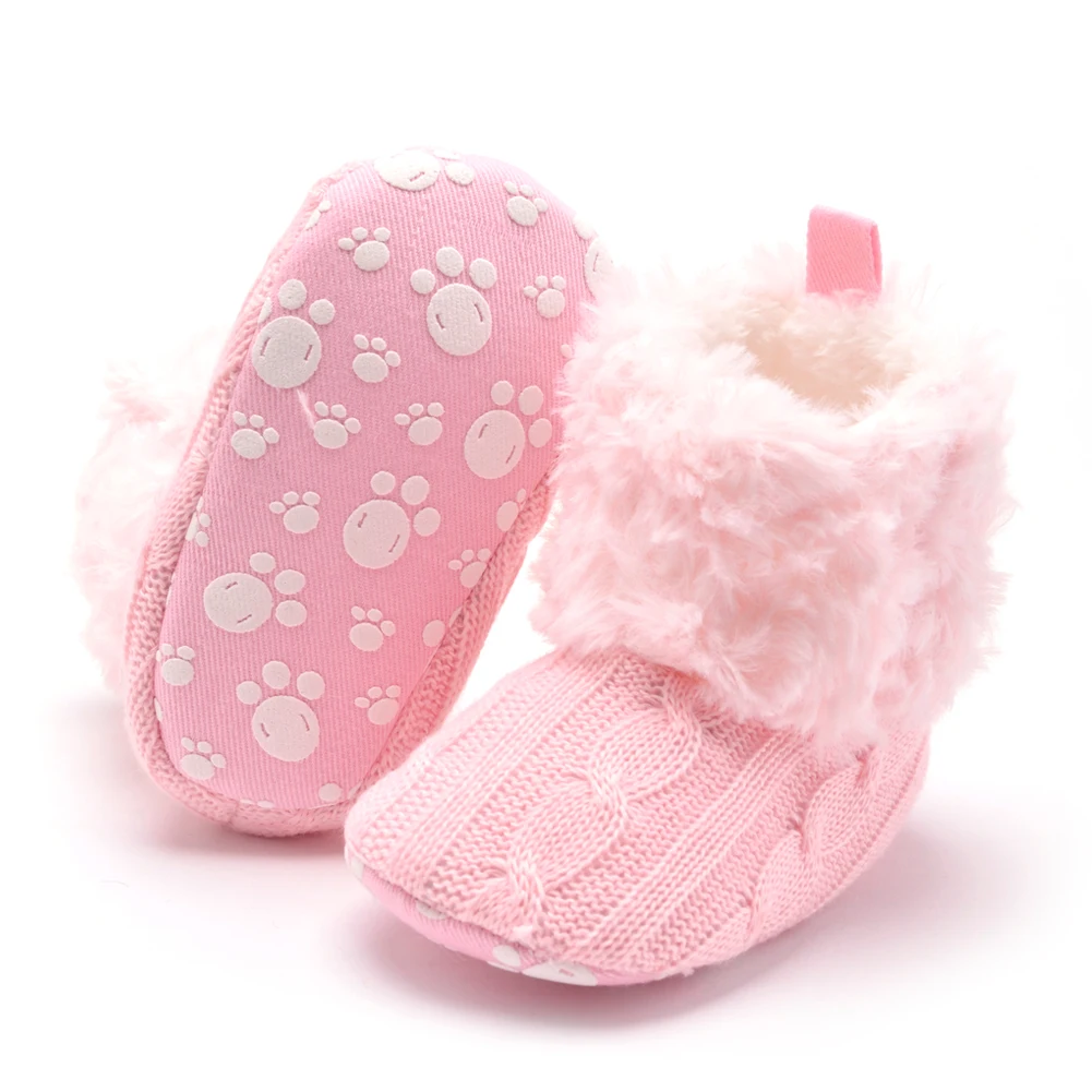Зимние ботинки для новорожденных девочек; однотонная обувь для ползунков с бантом; детские ботинки; FCI