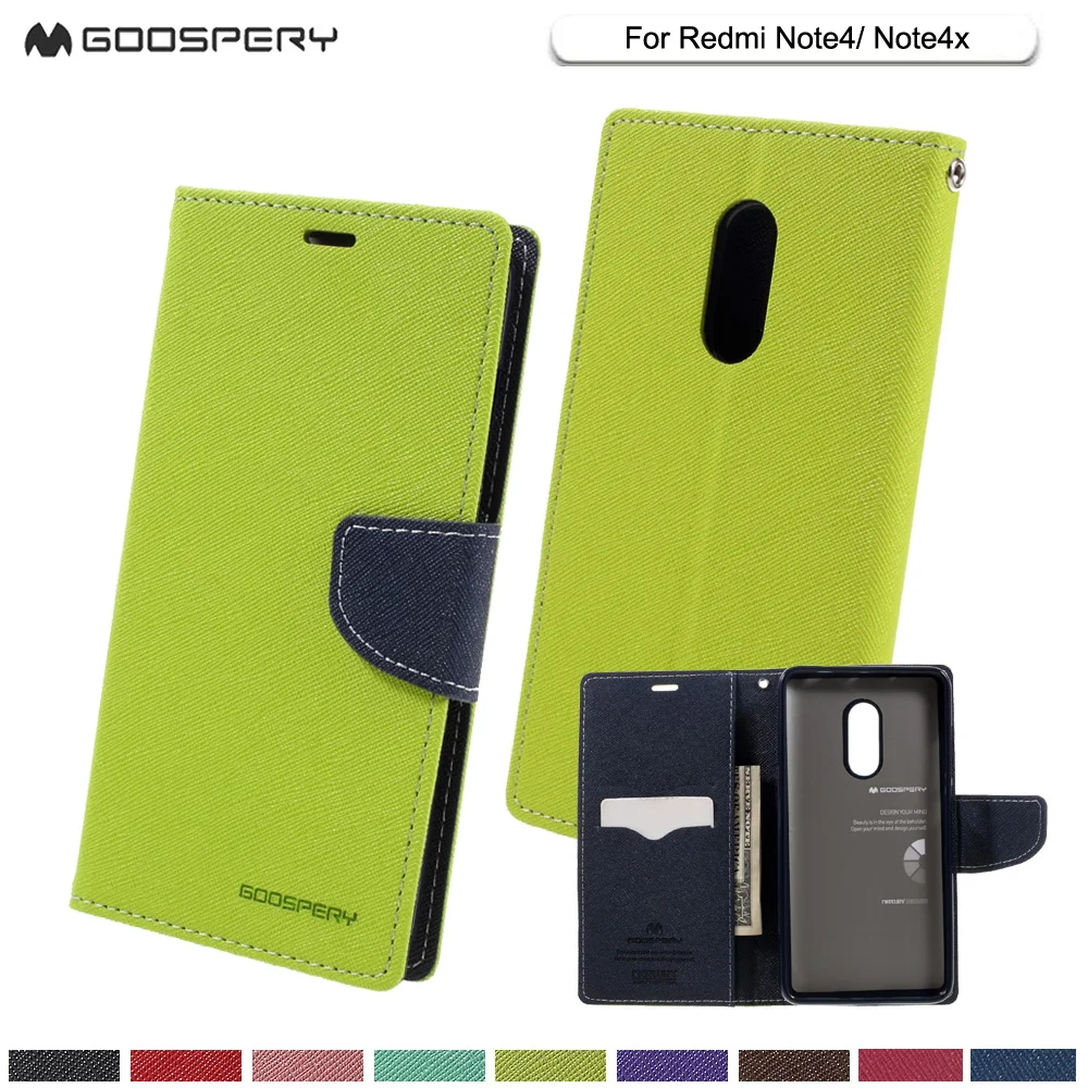 

Mercury Goospery for Redmi Note4 Phone Case Cross Grain Fancy Diary Flip Leather Wallet Cover for Xiaomi Redmi Note4 Note 4x Bag