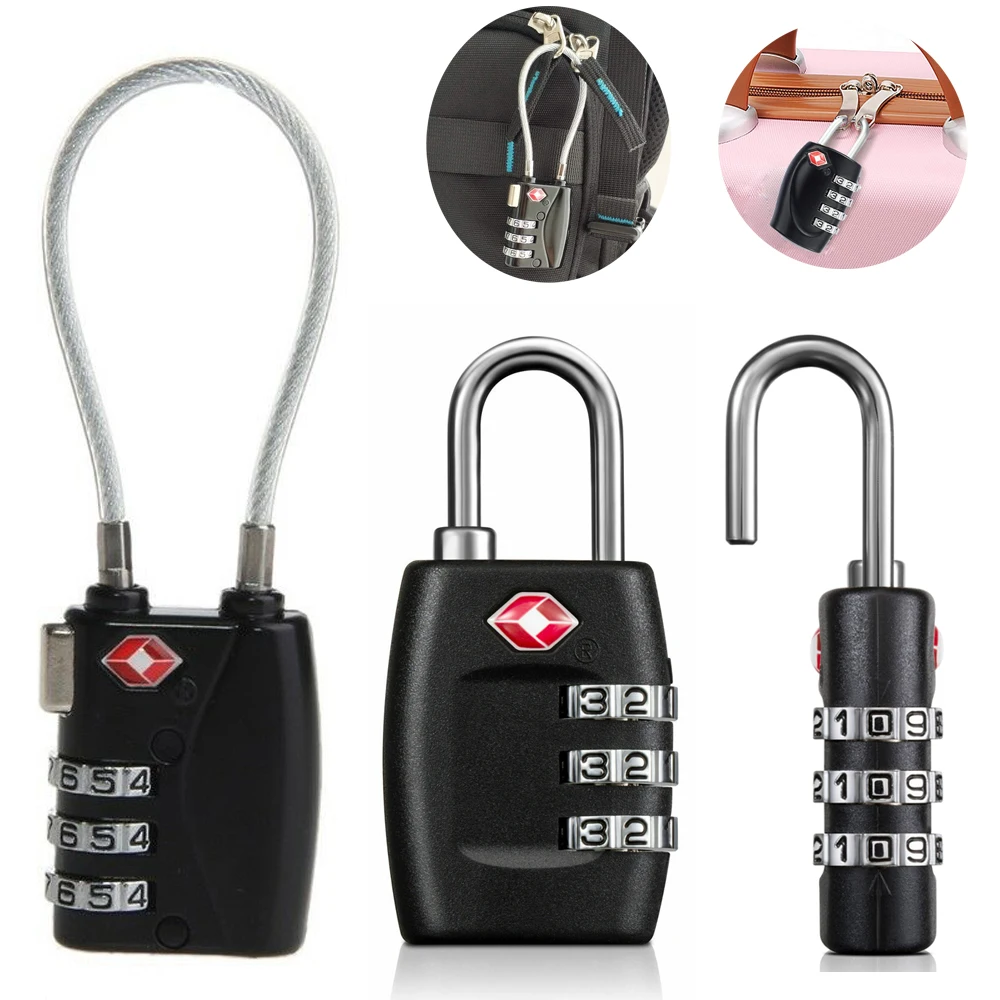 

Lock TSA Approved 3 Digit Combination Black Lock Travel Luggage Suitcase Padlock TSA309 63x30x14mm For Furniture Hardware