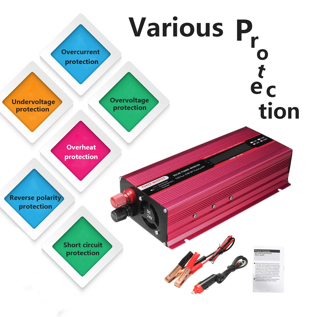 

Car Solar Power Inverter Aluminum Alloy PEAK 4000W 12/24V To AC 220/110V USB Modified Sine Wave Voltage Transformer Universal