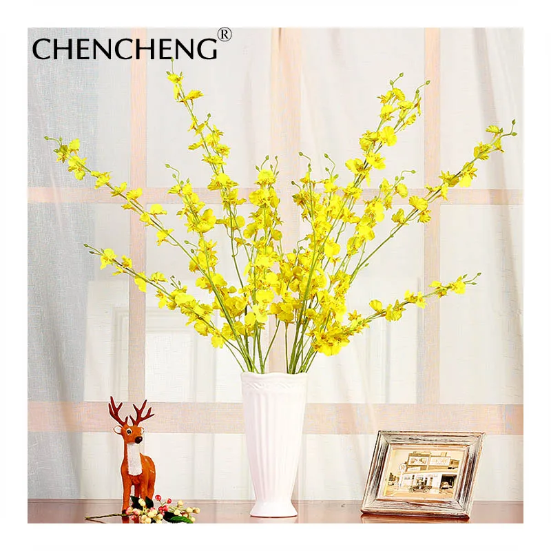 CHENCHENG, 5 шт./лот, 100 см, искусственный цветок Oncidium Hybridum, ветка, букет, свадебные, для дома, вечерние, украшение, Осенний Декор