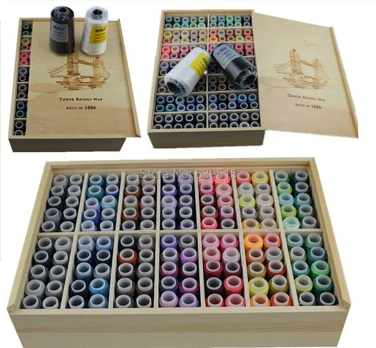 Sewing kit / 140 color Wooden Box stitch Sewing Tool Kit hand stitching