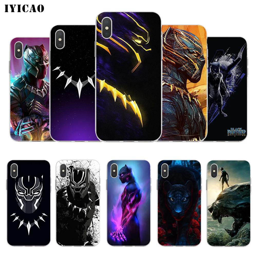 IYICAO черный пантера Marvel Фильм Мягкий силиконовый чехол для телефона iPhone X XR XS MAX 6 6s 7