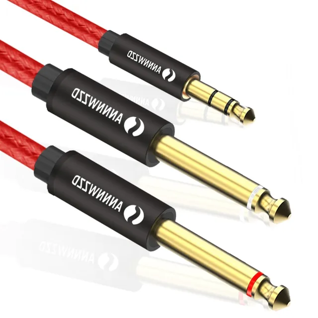 3 5mm To Double 6 35mm Aux Cable 2 Mono 6 5 Jack To 3 5