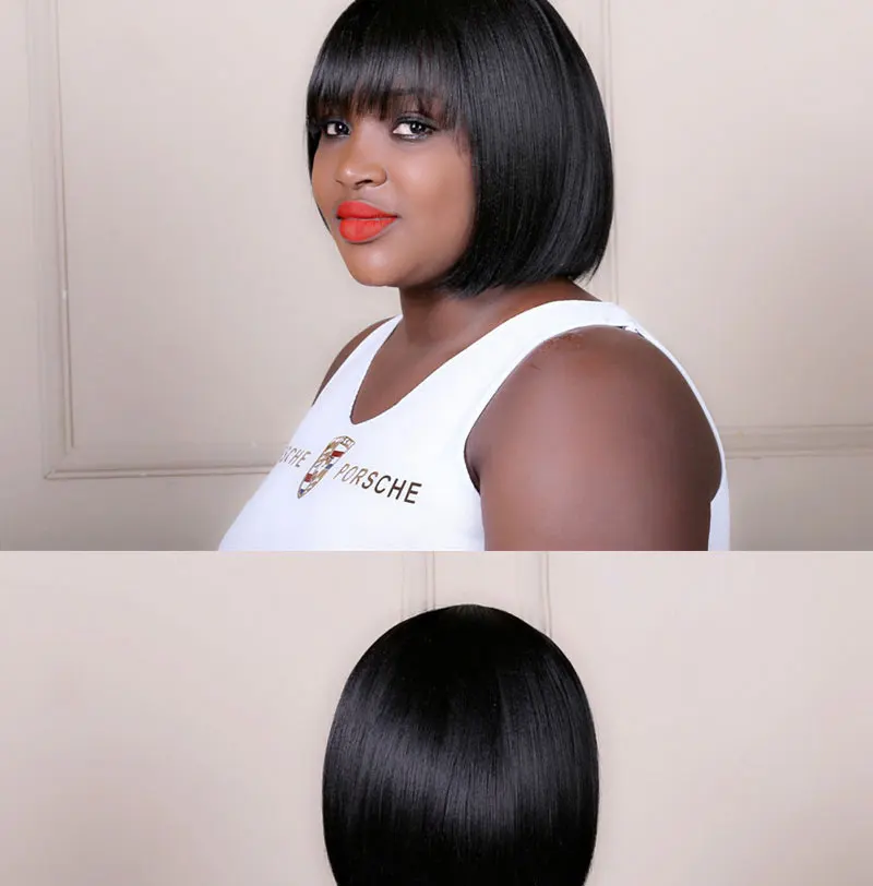 MSI Wigs 10 дюймов прямые короткие парики для черных женщин термостойкие натуральные черные волосы Bobo Стильные синтетические парики