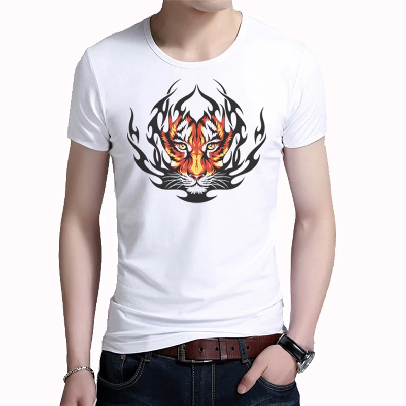 

BROWON Brand Sumber 2019 Men's T-shirt Cool Tiger Print Cotton Short Sleeve T Shirt Men O-neck Tee Shirt Homme Plus Size 5XL