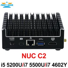 Причастником NUC core Безвентиляторный Мини-ПК I5-5200U I5 5300U I7 4602Y с 1 * Mini DP HDMI LAN