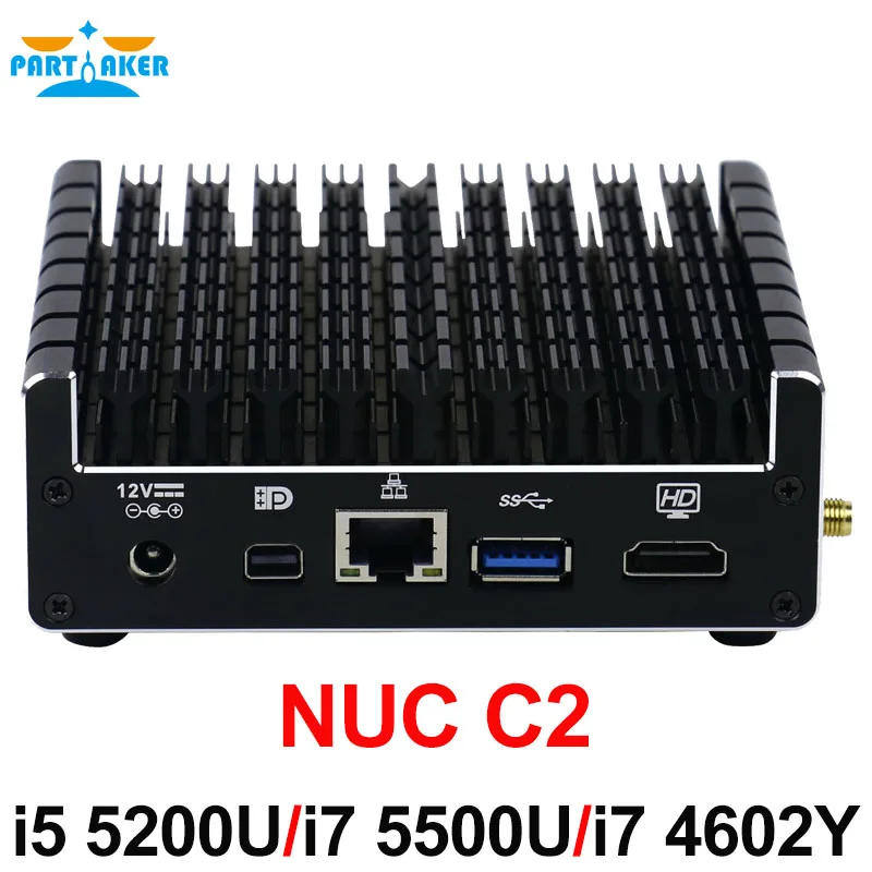 Причастником NUC Core мини-безвентиляторный ПК I5-5200U I5 5300U I7 5550U с 1 * Mini DP HDMI LAN