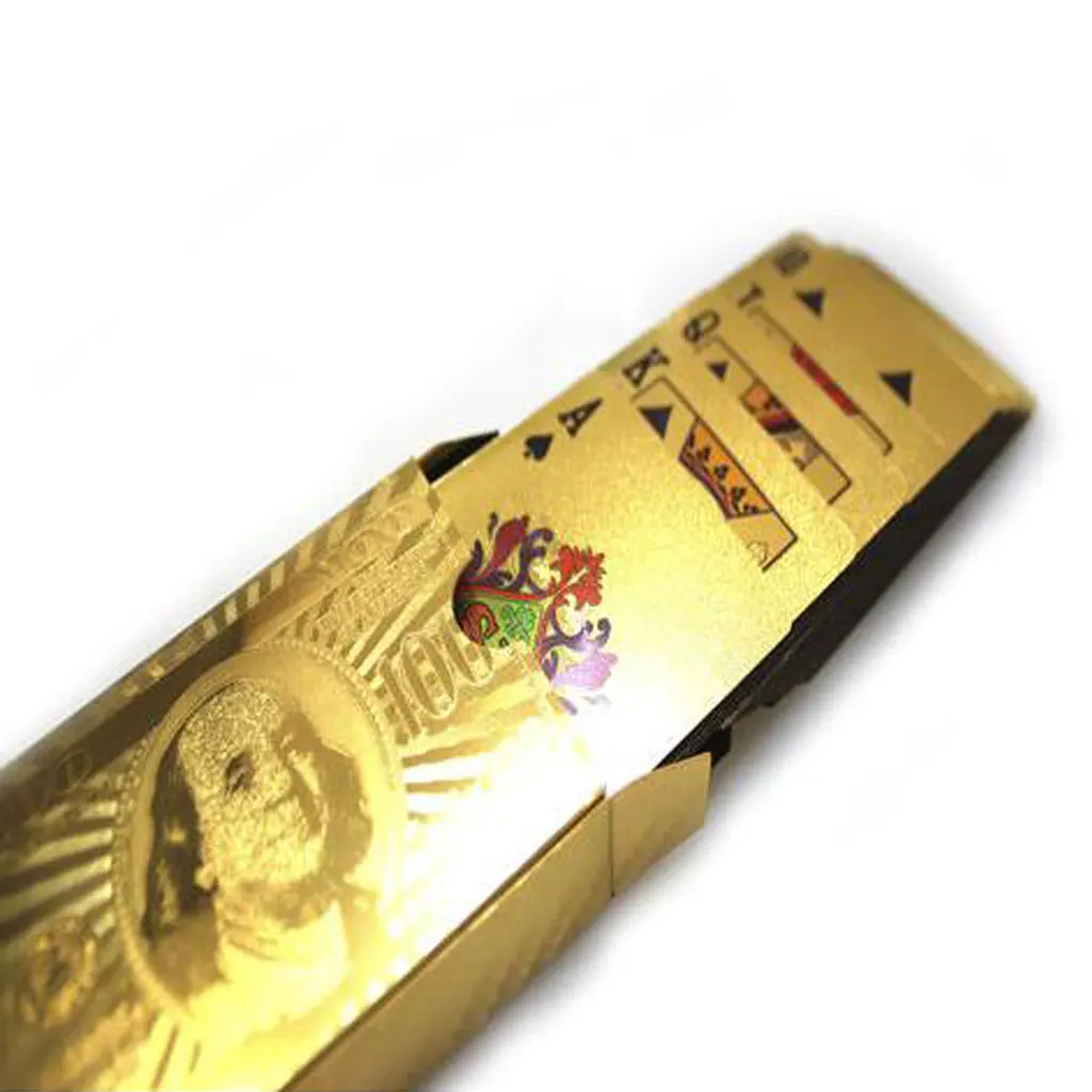 Hot Sale Playing Cards With 24K Gold Leaf And Dollar Design Full Deck Poker Game Set Plastic Magic Card Waterproof Cards Magic