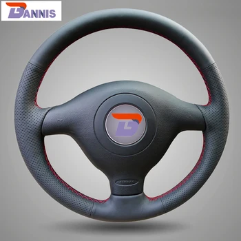 

BANNIS Black Artificial Leather DIY Hand-stitched Steering Wheel Cover for Volkswagen VW Golf 4 Mk4 Old VW Passat B5