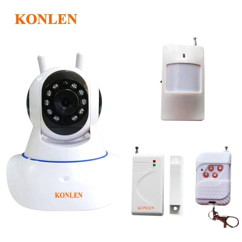 

WIFI Burglar Alarm Systems Security Home Wireless CCTV Video IP Camera with Built in Siren PIR Detector Door Open Sensor Android