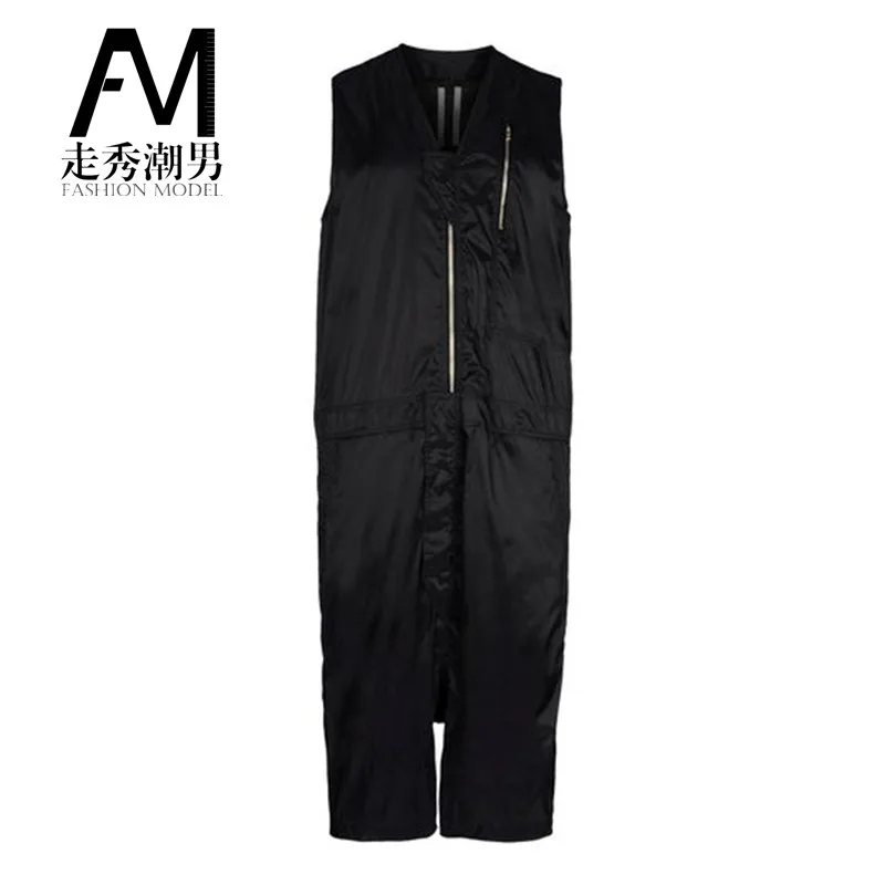 27-44！Big yards men's trousers summer men's clothing one piece   hip-hop overalls coverall costume male  bodysuit
