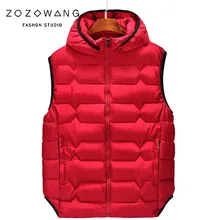 Плюс Размер 6xl 8XL 7XL Для мужчин парка vwaistcoat жилет Зимний Для мужчин модная куртка с капюшоном Повседневная теплая Для мужчин без рукавов Куртки пальто