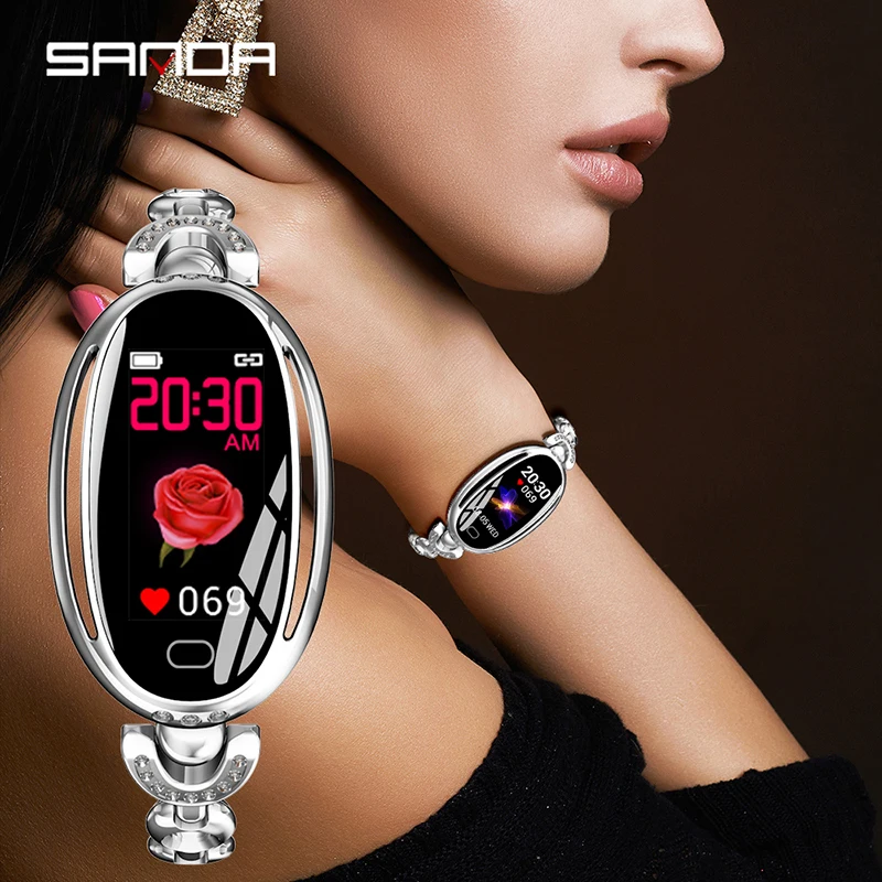 Baratos Reloj inteligente SANDA para mujer, Monitor de ritmo cardíaco, 14 días de espera, pulsera de Fitness, podómetro a prueba de agua, conectar IOS Android