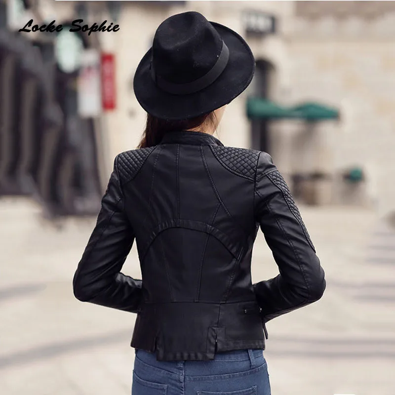 Women's Plus size short jacket coats 2019 Autumn New faux fur PU Leather Splicing Small Jacket ladies Skinny locomotive coats