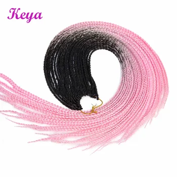 

24 Inch Crochet Ombre Box Braids Synthetic Crochet Hair Extensions 24 Strands Heat Resistant Fiber Pink Braiding Hair For Women