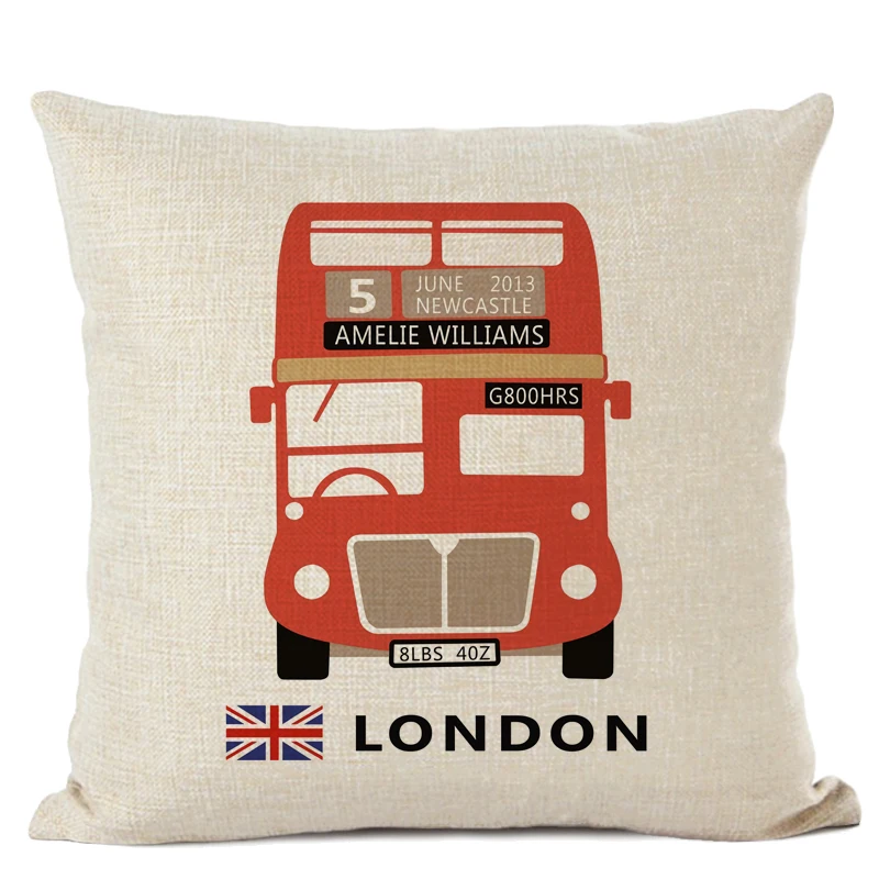 Customized Cushion Cover Scandinavian Umbrella Cushion Wedding Cotton Linen Printed Home Sofa Decor Bus White Almofada