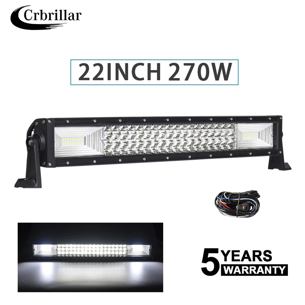 

270W 22'' Straight LED Light Bar 3-row Combo Beam Led Work Light Offroad for UAZ SUV ATV Lada Niva Pickup Ford Jeep 12V 24V