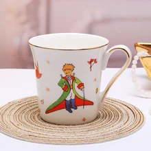 Le petit prince кофейная кружка из костяного фарфора, ручная роспись, золотая ручка, мультяшная белая фарфоровая чашка, Подарочная коробка