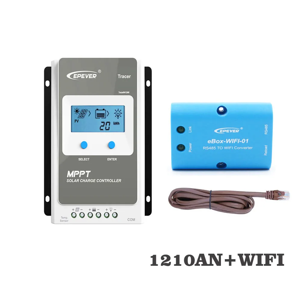 

Tracer1210AN 10A MPPT Solar Panel cell battery charger control 1210AN 1210A with WIFI Mobile phone APP eBox-WIFI-01
