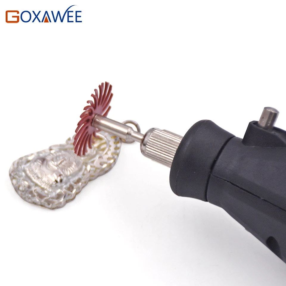 GOXAWEE 50pcs Abrasive Brush Rotary Tools For Dremel Accessories Abrasive Tools with 3pcs 3.0mm Mandrels Power Tools Accessories6