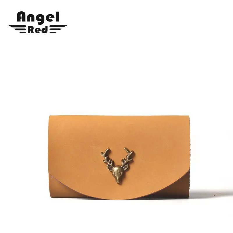 Angel Red Unisex Casual Key Holder Wallet Keychain Pouch Cow Leather Keychain Wallet Leather ...