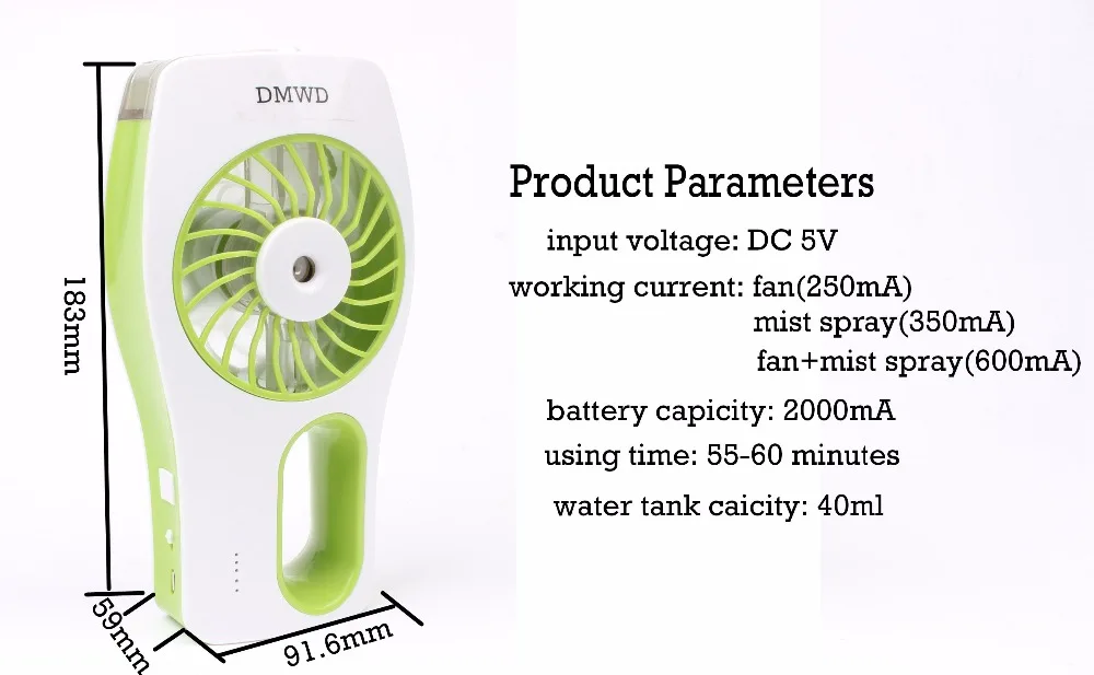 DMWD USB мини портативный кондиционер вентилятор перезаряжаемый кондиционер кулер зарядка увлажнитель туман спрей вентилятор охлаждения