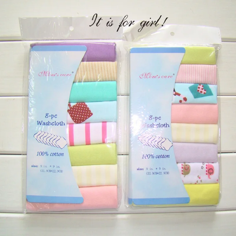 8pcs / Pack Newborn Baby Cotton Towels Saliva Towel Towel Baby Boys Girls Bebe Toalha Towel Handkerchief KF011 - Цвет: Girl