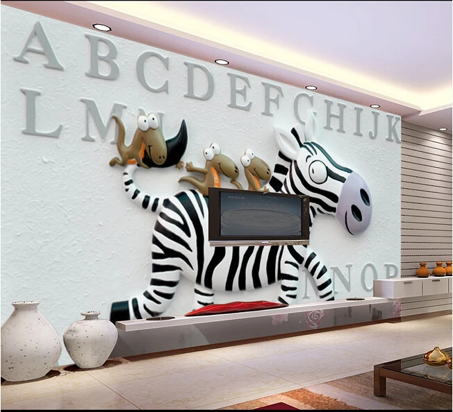 

Custom papel DE parede infantil large murals 3 d zebra for children room TV setting wall vinyl which papel DE parede