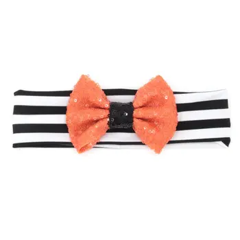 

5pcs/lot Free Shipping Halloween 4" Large Sequin Bow Stripe Messy 2.3'' Width Headband for Baby&Children