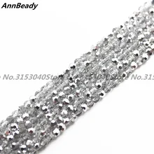 100 pcs Half Silver Color 4mm Austria Crystal Football Beads Round Loose Crafts Spacer Beads for Jewelry Making