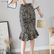 Черный Винтаж плюс Размеры Для женщин русалка юбки женские Осень длиной до колена офисный Миди-юбки труба дамы Saias Femininas