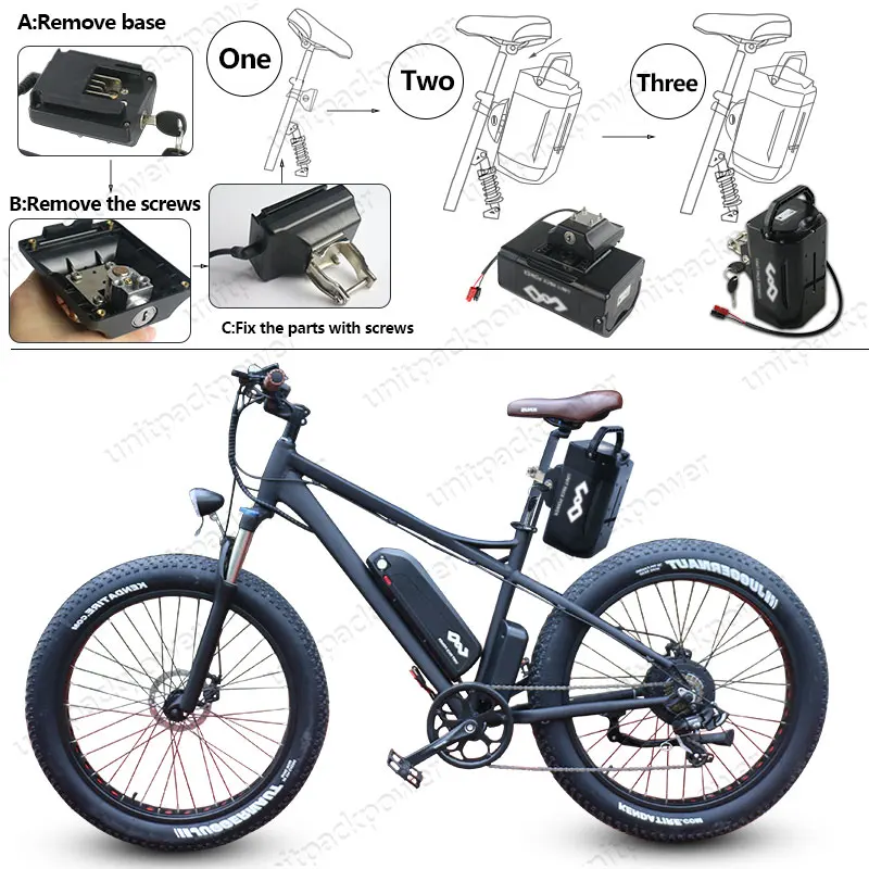 Excellent UPP Great Quality Rechargeable 36V E-Bike Seat Post Lithium Ion Battery 36V 10.4Ah With 42V 2A Charger for 500W 350W 250W Motor 4