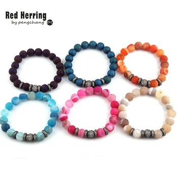 

Free Shipping Fashion Women Crystal Armband 10mm Druzy Beads Black Micro Zircon Pave Bracelets
