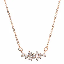 

Women Charming 9 Cluster Crystal Necklace Shellhard Zirconia CZ Chain Pendant Necklace Wedding Bridal Shower Gift Femme Collier