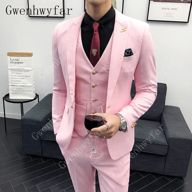 pink colour three piece suit