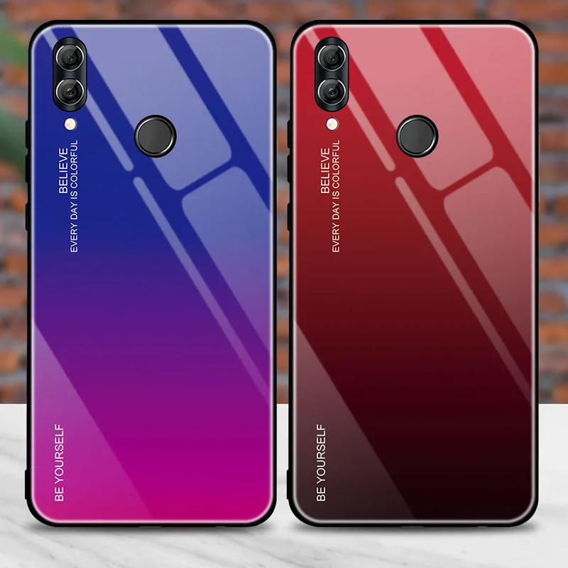 Стеклянный чехол градиентного цвета для Huawei Honor 8X 10 10i 10Lite 9 lite Max задняя защитная