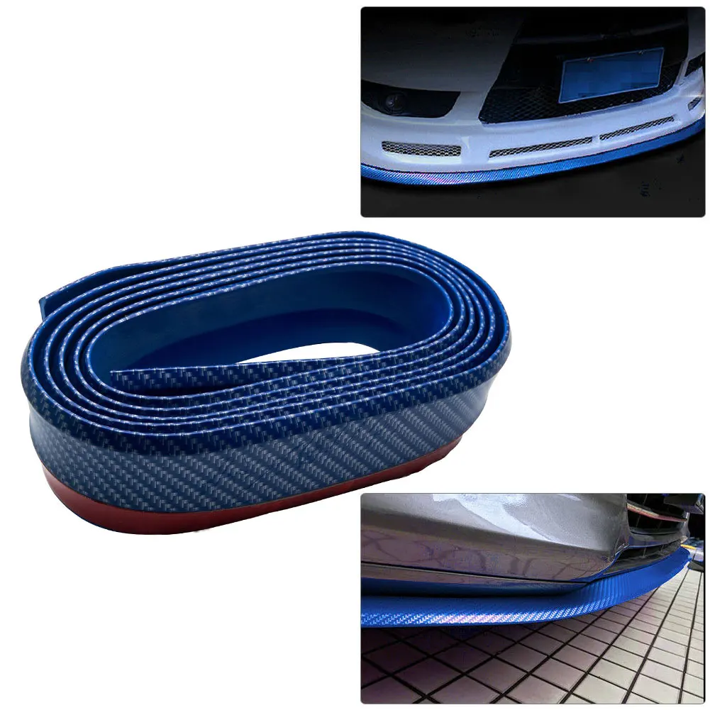 2.5M Universal Car Front Bumper Lip Rubber Protector Carbon Fiber Car Exterior Sticker Lip Skirt Protector Car Bumper Strip