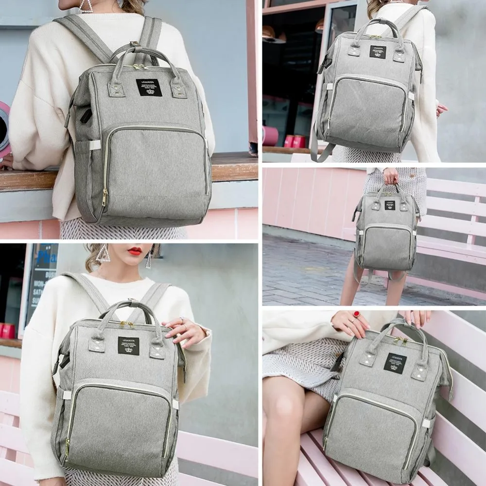 

USB Charging Mummy Diaper Bag Maternity Nursing Bag Large Capacity Mother Travel Handbag Waterproof Baby Stroller Care Backpack