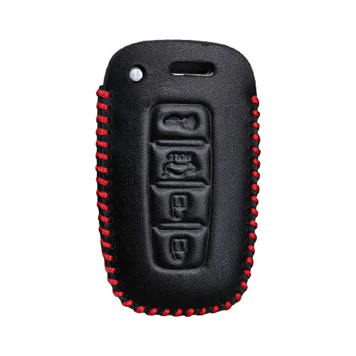 KUKAKEY натуральная кожа пульт дистанционного управления Keyless Автомобильный ключ чехол сумка для hyundai I30 IX45 IX35 Sonata Tucson Santafe Verna 4S магазин подарок - Название цвета: Red 4Button