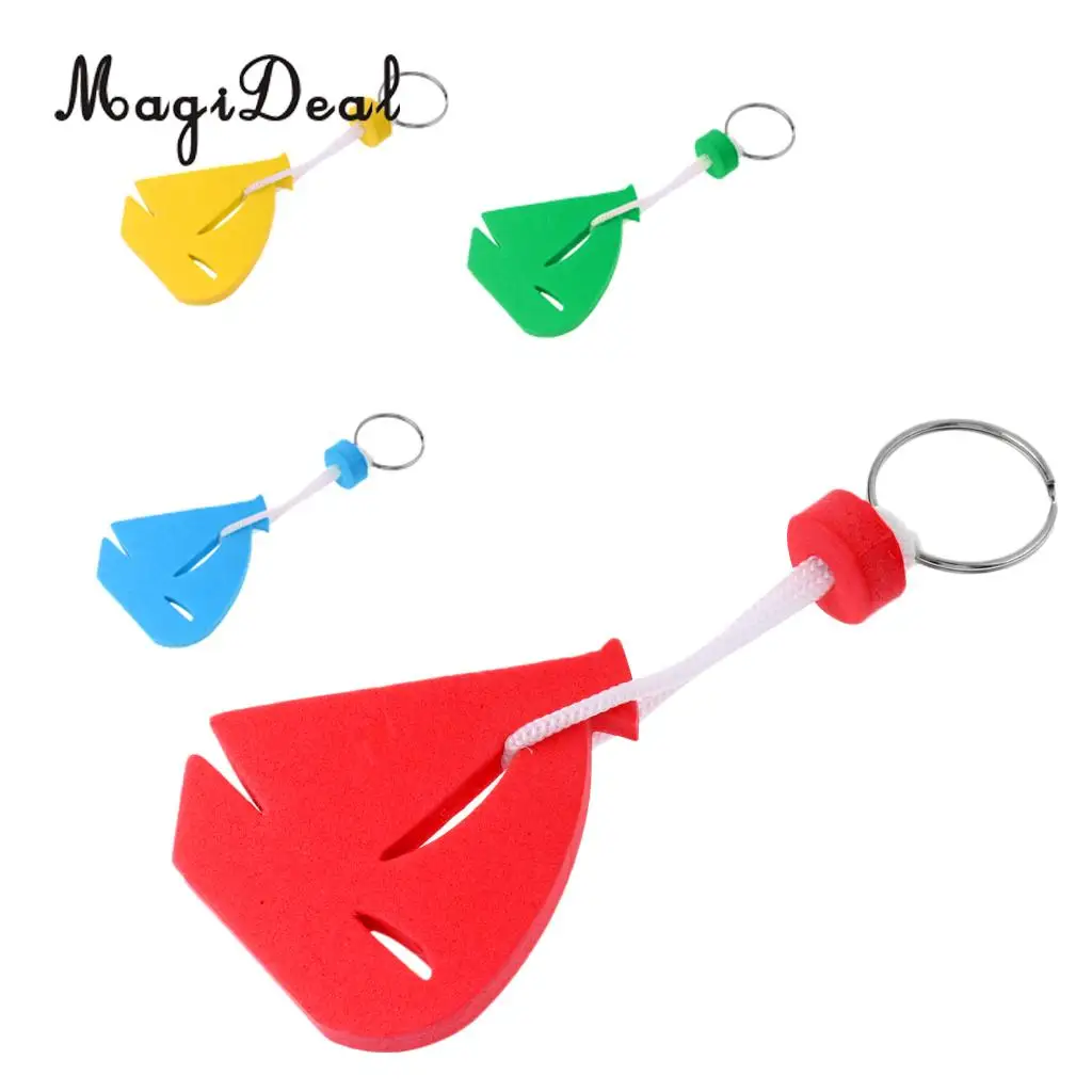 MagiDeal 4pcs Yachting Boating Canoe Drifting EVA Foam Floating Key Chain Key Ring- Sailing Boat