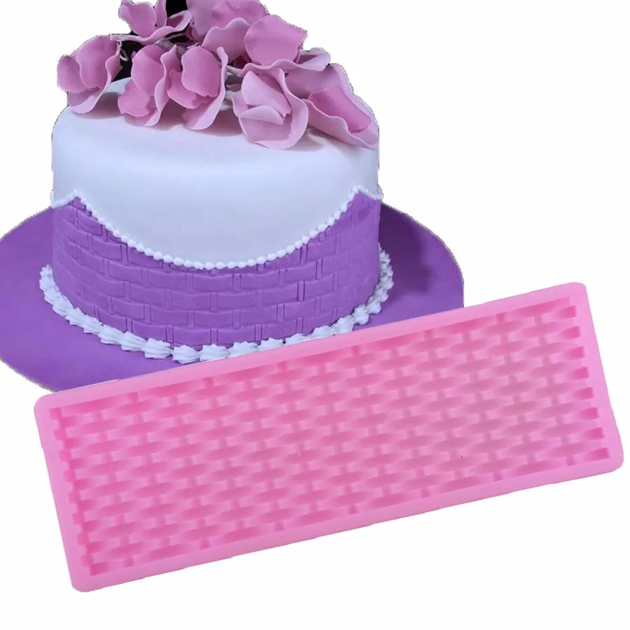 Hot Sales Woven Shape Long Cake Moulds 3D Food Grade Silicone Fondant Cake Decorating Moulds