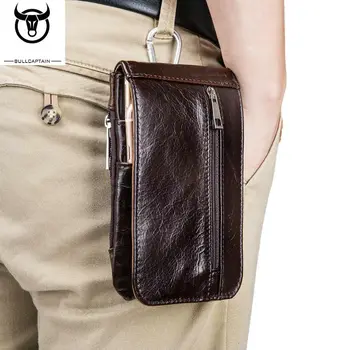 

BULLCAPTAIN Cow Leather Multifunction Casual Daily Fashion Small Messenger One Shoulder Bag Designer Waist Belt Bag Phone Pouch